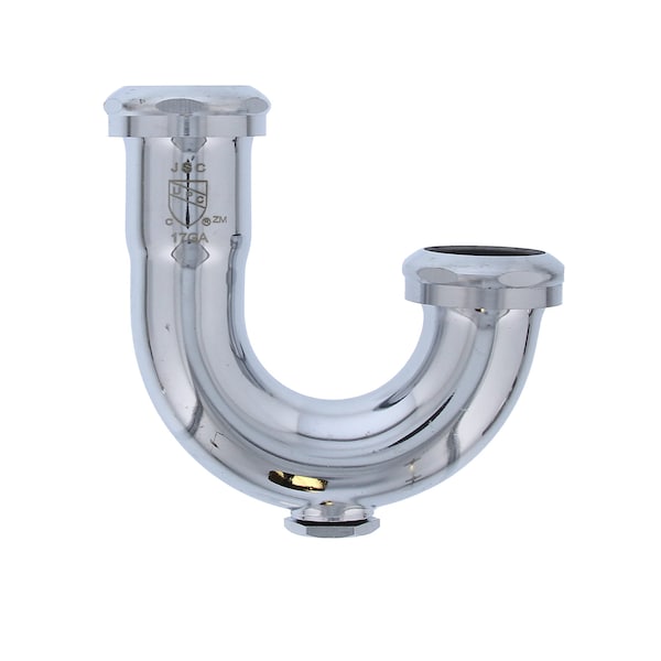1-1/4in. Chrome Plated Brass J-Bend with Cleanout 17 Gauge